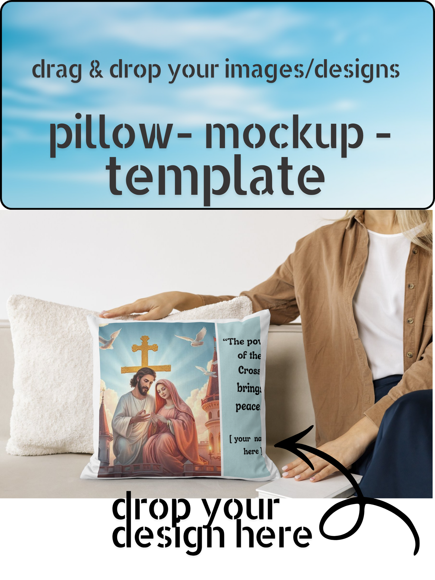 Cushion Pillow Mockup Template | Editable Canva Sublimation Design