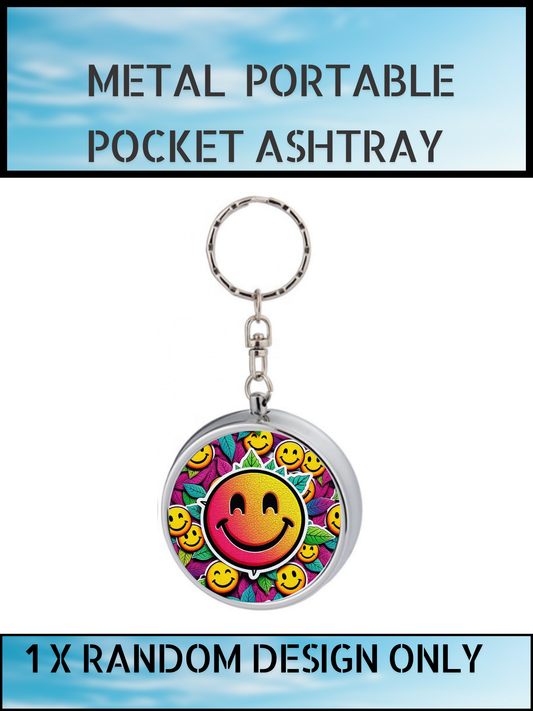 Portable Metal Pocket Ashtray Keyring – Smiley Design