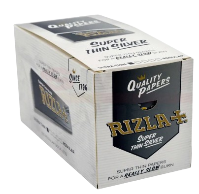 RIZLA SILVER REGULAR SIZE ROLLING PAPER -FULL BOX OF 100 BOOKLETS