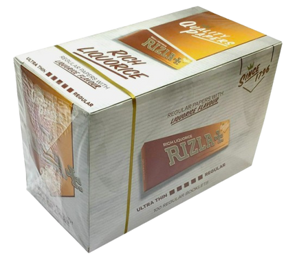 RIZLA LIQUORICE REGULAR SIZE ROLLING PAPER- FULL BOX 100 BOOKLETS