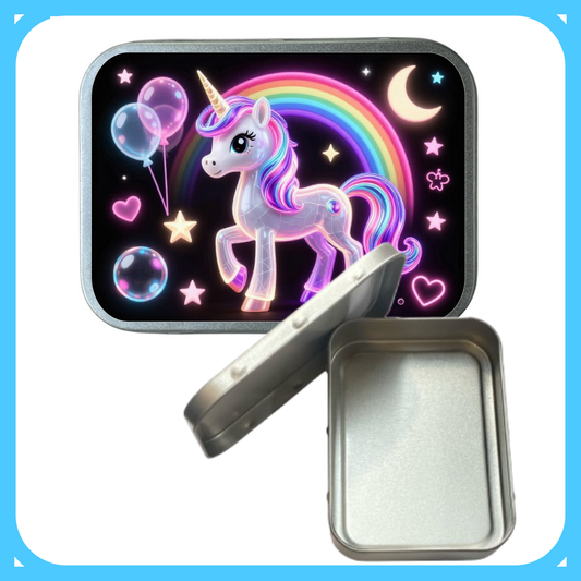 Unicorn Metal Storage Tin – Fantasy Rainbow Designs