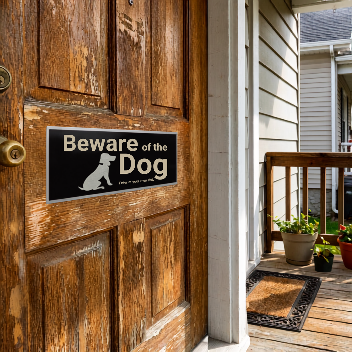 Aluminium Self Adhesive Door Sign [BEWARE OF THE DOG]