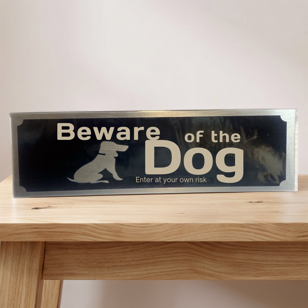 Aluminium Self Adhesive Door Sign [BEWARE OF THE DOG]