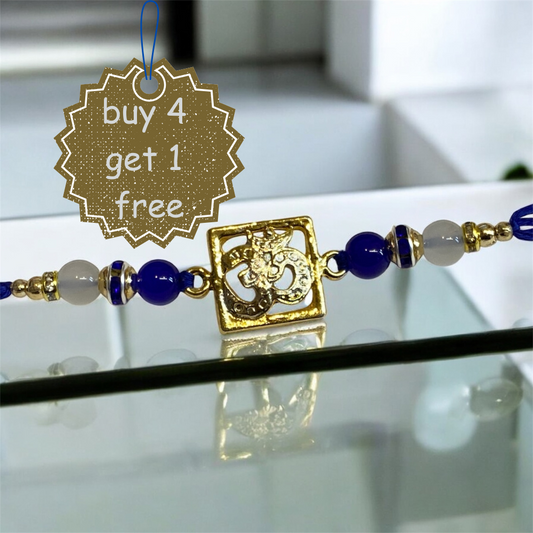 Fancy Designer Rakhi for Brother – Om Beaded Thread Bracelet Rakhi 2025 | UK Rakhi Supplier