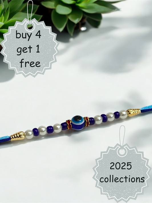Buy Evil Eye Rakhi UK – Dual Blue Thread with Beads | Raksha Bandhan 2025 Gift