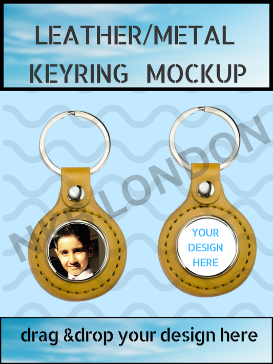 Round Leather Metal Keychain Mockup – Canva Template