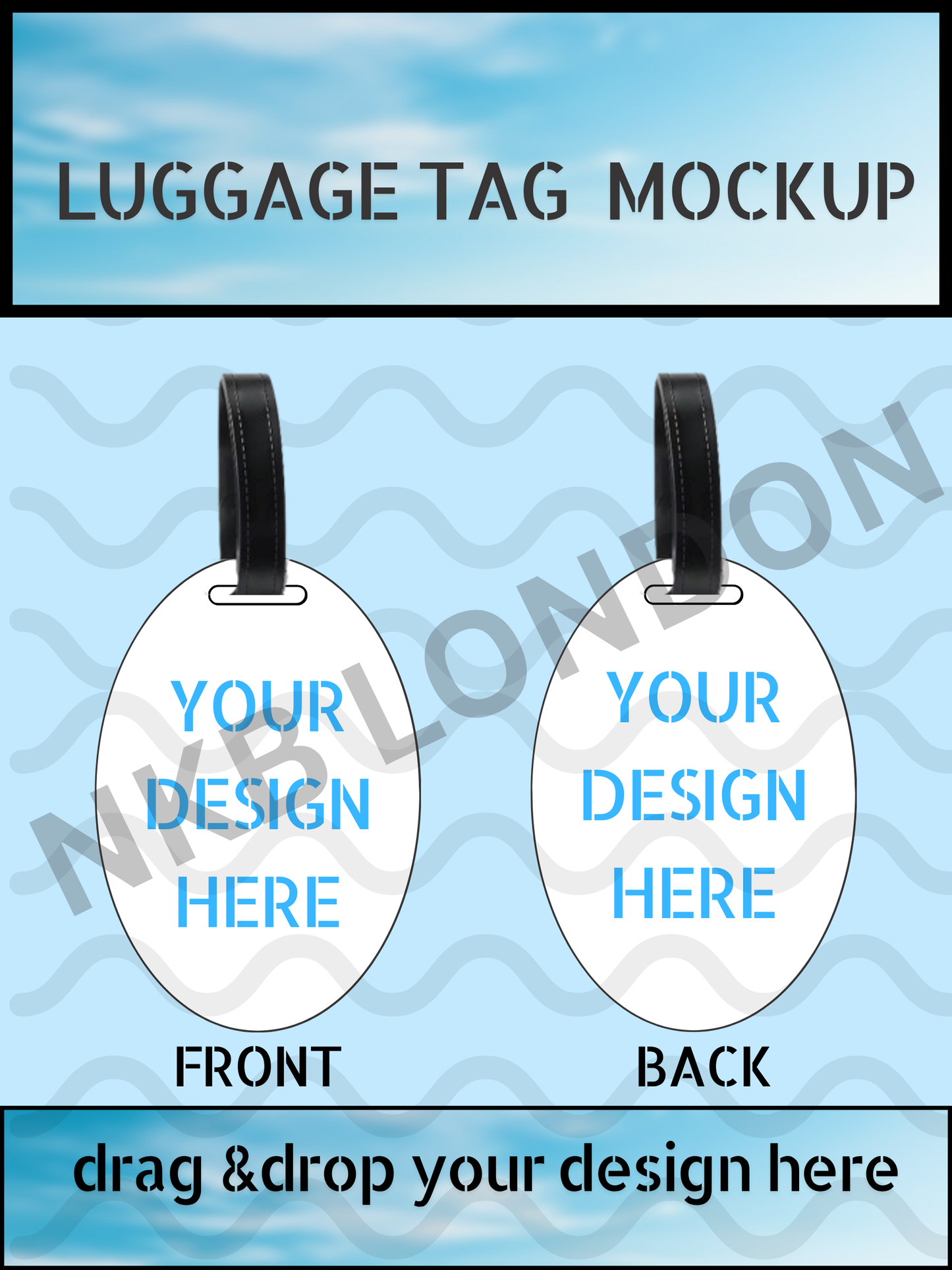 Oval Luggage Tag Mockup – Editable Canva Template