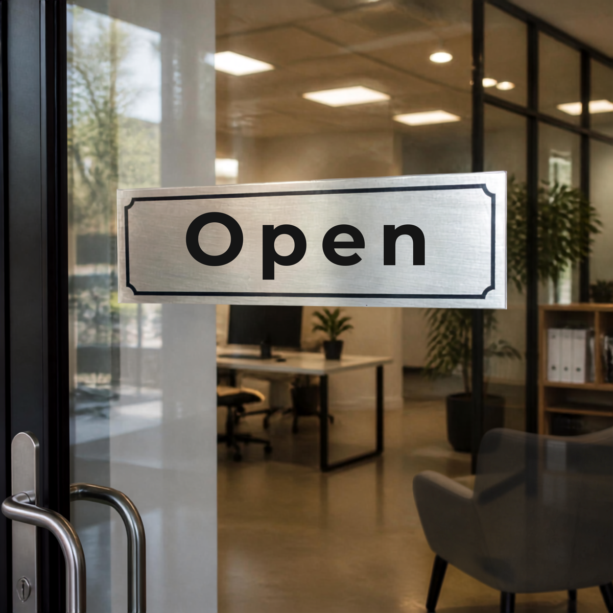 Aluminium Self Adhesive Door Sign [OPEN]