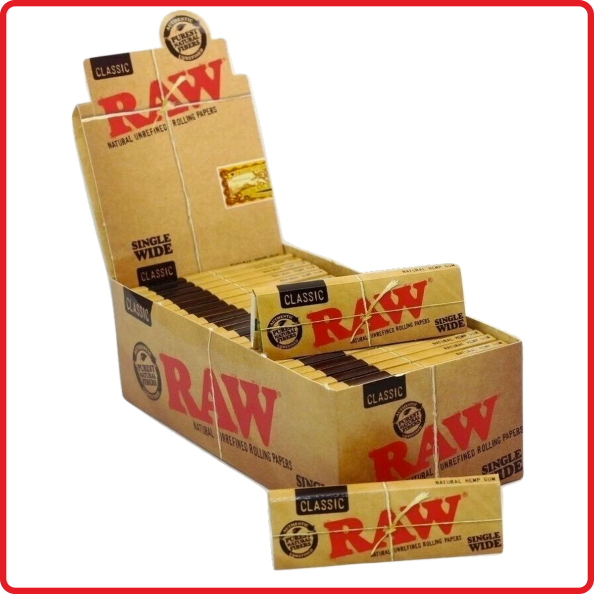 RAW Classic Single Wide Rolling Papers – Full Box of 50 Booklets
