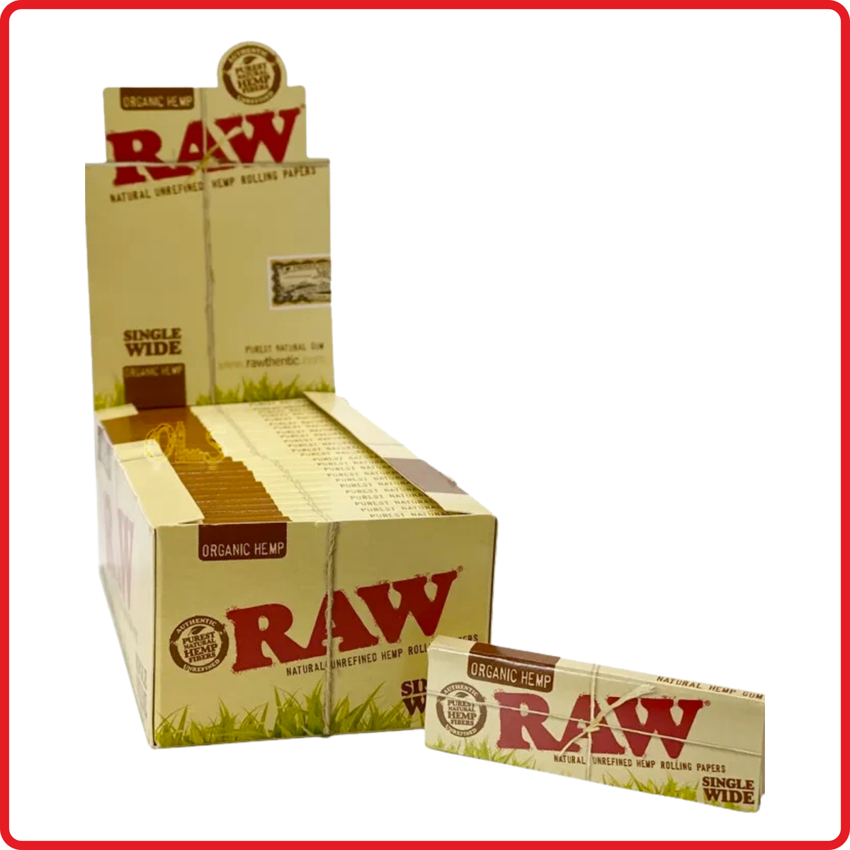 RAW Organic Hemp Single Wide Rolling Papers – Full Box of 50 Booklets