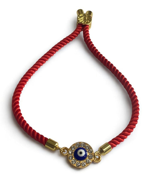 Handmade Evil Eye Rakhi Bracelet for Men & Kids – Red Adjustable Rope | 2025 Raksha Bandhan Gift