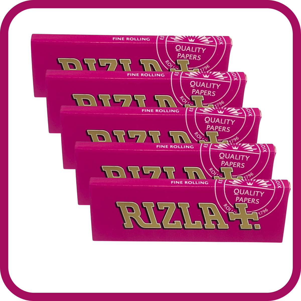 Rizla Pink Standard Rolling Papers – Pack of 5 | 50 Leaves Each
