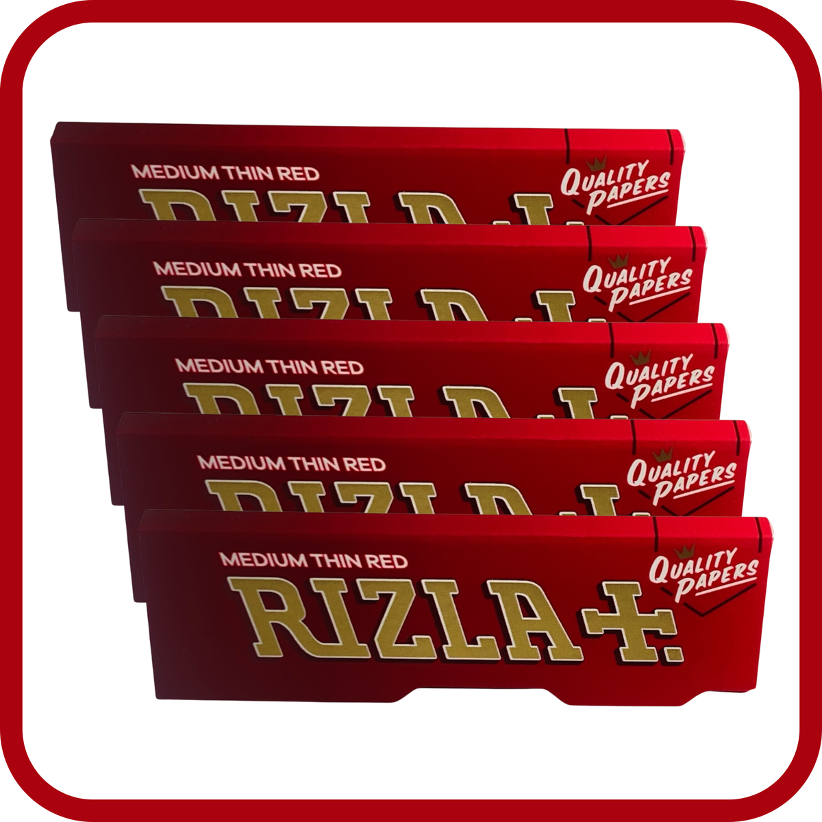Rizla Red Regular Rolling Papers – Pack of 5 | 50 Leaves Each
