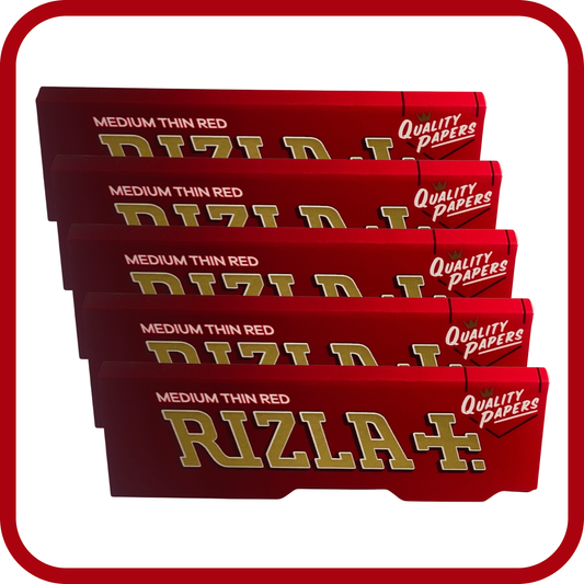 Rizla Red Regular Rolling Papers – Pack of 5 | 50 Leaves Each