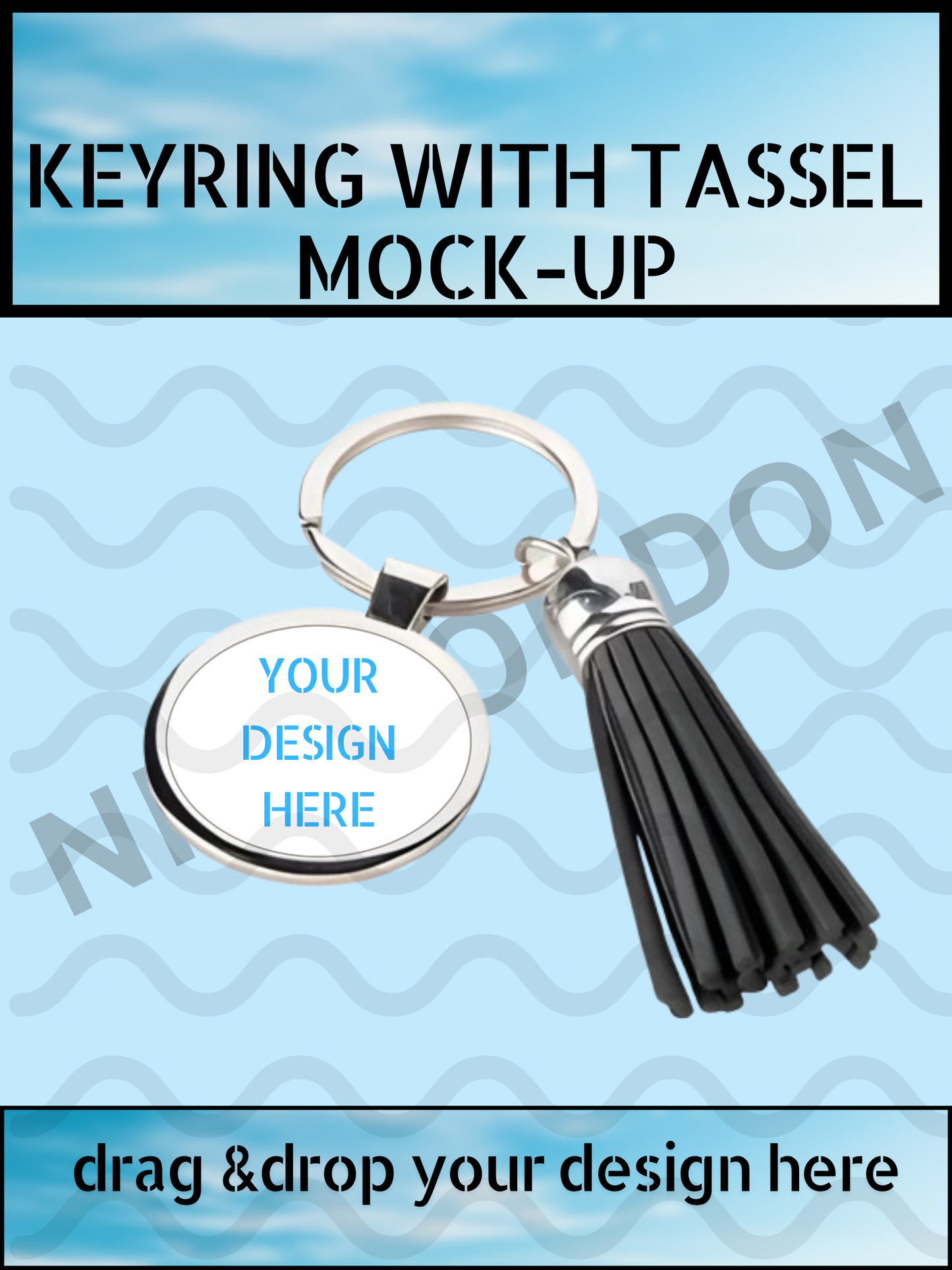 Round Metal Keyring with Tassel Mockup – Canva Template