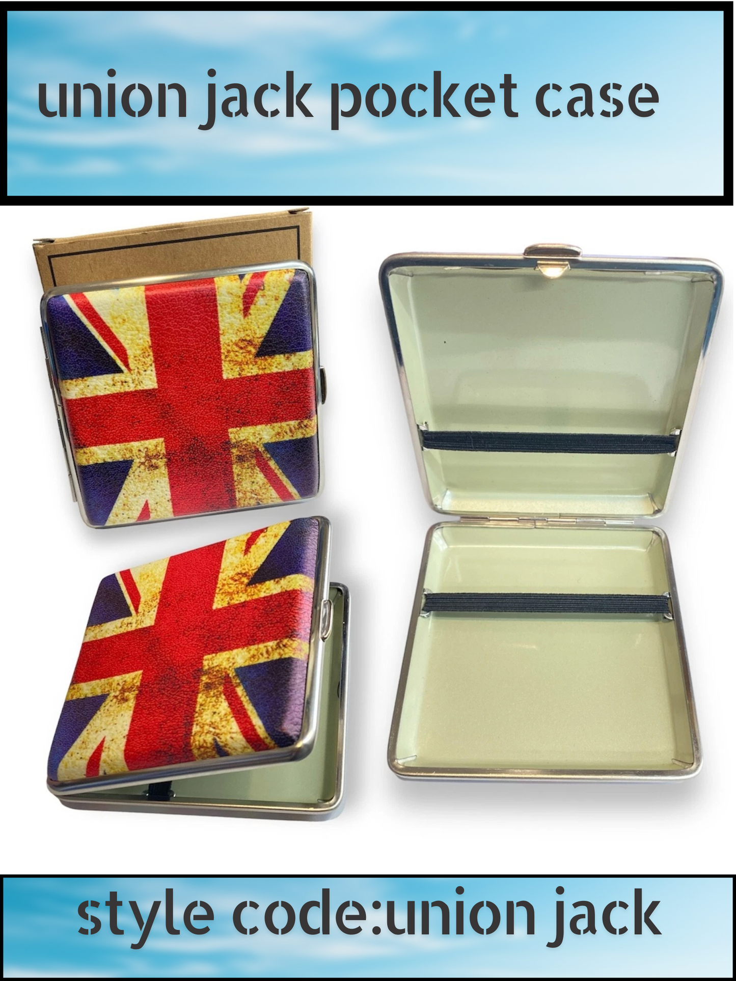King Size PU Leather Metal Pocket Case – Union Jack Design