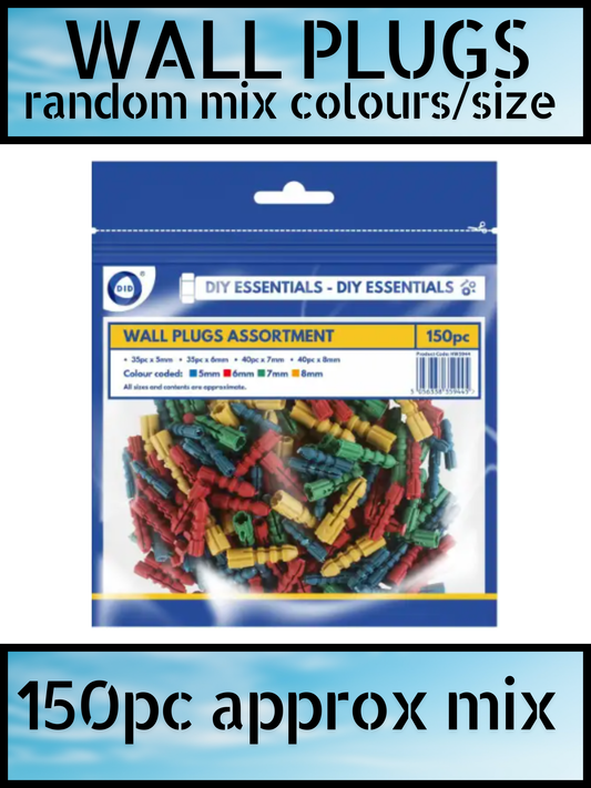 Wall Plugs Assortment Pack – 150pcs Mixed Sizes (5–8mm)