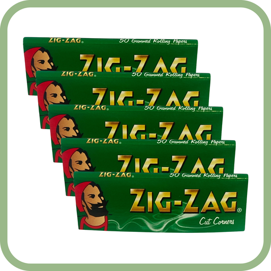 Zig-Zag Green Standard Rolling Papers – Pack of 5 | 50 Leaves Each